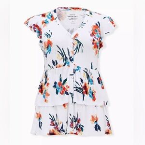 Torrid Super Soft White Floral Button Up Top Size 2
